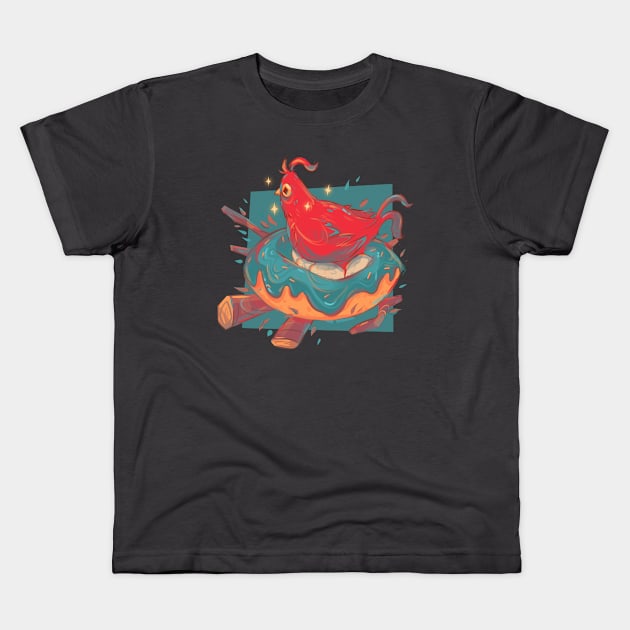 Donut Bird Nest Kids T-Shirt by Claire Lin